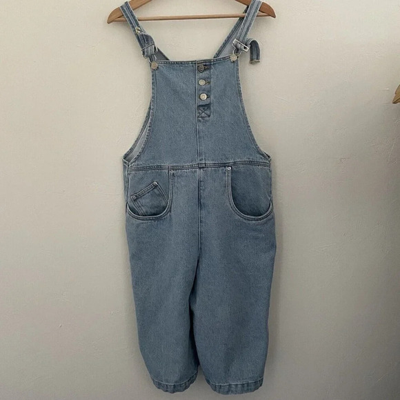 Vintage Cherokee Jean Shortalls Women’s Large Bermuda Shorts Garden Chore Boho - Picture 1 of 11